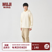 无印良品（MUJI） 男式 华夫格 套头卫衣 纯色连帽卫衣 AB13CC3A 米白色 M