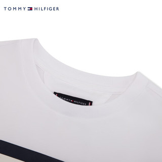 TOMMY HILFIGER 童装男简约条纹字母印花休闲长袖T恤TH2332008 白色003 12/150cm