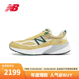 NEW BALANCE NB23990v6系列男鞋女鞋复古百搭美产运动休闲鞋 柠檬黄 U990TE6 37(脚长22.5cm)