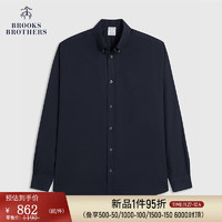 布克兄弟（BrooksBrothers）男士扣结领纯色长袖休闲衬衫 4004-藏青色 XL