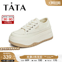他她（TATA）商场同款时尚撞色百搭厚底休闲板鞋GCV01CM3 白色（绒里） 35