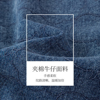 茵曼（INMAN）新中式夹棉牛仔外套女装盘扣长袖棉衣 牛仔蓝 XL