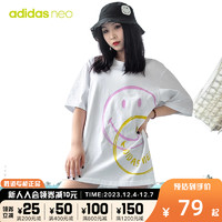 adidas 阿迪达斯 NEO男装女装短袖2022夏季新款宽松圆领休闲半袖T恤H61984