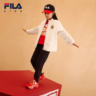 FILA【新年款】斐乐龙年舒适棉服2024春中大童男女童休闲保暖时尚外套 云菇白-WT 110