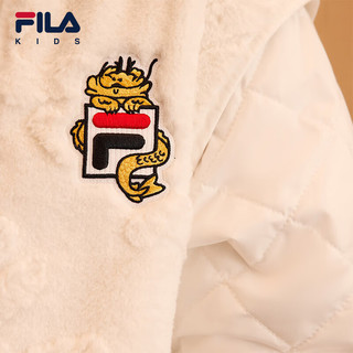 FILA【新年款】斐乐龙年舒适棉服2024春中大童男女童休闲保暖时尚外套 云菇白-WT 110