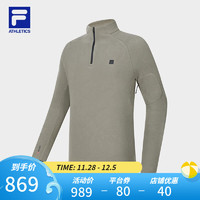 FILA 斐乐男子针织长袖上衣2023冬款户外运动上衣 盘菌棕-BN 175/96A/L