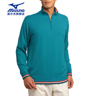 美津浓（MIZUNO）高尔夫服装男装秋冬保暖羊毛混纺毛衣golf运动休闲上衣 E2MC1525-14深海军蓝 XL