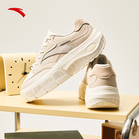 ANTA安踏蛋仔鞋丨板鞋女皮面低帮厚底复古休闲鞋122418086 白垩色/象牙白-2 35.5