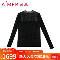 Aimer 爱慕 保暖女轻盈针织小高领红色本命年长袖上衣打底衣秋衣AM729102 经典黑400 160