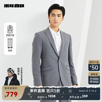 利郎西服套装男戗驳领修身版春季2024新郎结婚礼服男士西装 中灰绿(23CXF181XA) 170