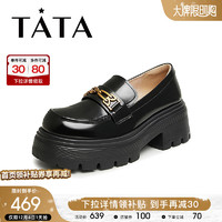 他她（TATA）2024春时尚简约休闲圆头女乐福鞋DWEG1AA4【】 黑色 37