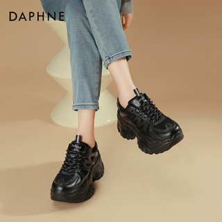 达芙妮（DAPHNE）厚底老爹鞋鞋子高颜值ins潮百搭小白休闲运动鞋 黑色 37