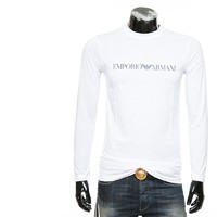 ARMANI/阿玛尼 EA 男士鹰标修身时尚长袖T恤 8N1TN8 1JPZZ 白色 146 L