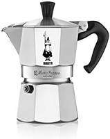 Bialetti 比乐蒂 6 杯意式浓缩咖啡机和 Zonoz 木制小型意式浓缩咖啡搅拌勺套装（6 杯，10 液量盎司，300 毫升）