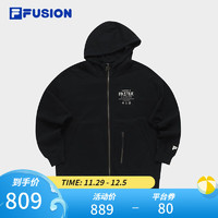 FILA FUSION斐乐潮牌针织连帽外套男2023冬时尚简约纯棉上衣 正黑色-BK 190/108A/XXXL