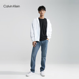卡尔文·克莱恩 Calvin Klein Jeans秋冬男士休闲简约刺绣加绒宽松连帽拉链开衫卫衣40HM259 YAA-月光白 S