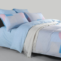 SUNVIM 孚日家纺 孚日（SUNVIM ）40S全棉抗菌斜纹织造床单被套被罩100%纯棉床上用品四件套