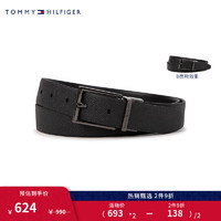 TOMMY HILFIGER秋冬男装双面用金属针扣式商务休闲皮带腰带AM0AM10683 黑色BDS 95cm