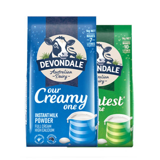 德运（DEVONDALE）澳洲全脂脱-脂奶粉儿童青少年老年人女士奶粉1kg 甄选全脂一袋