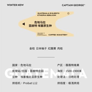 CAPTAIN GEORGE 乔治队长 冬季上新 危地马拉 茵赫特庄园 浅烘焙日晒咖啡豆 100g