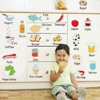 迷黛尔 冰箱贴英语贴单词贴英文字母墙贴纸家庭日常情景小食物图厨房卡通