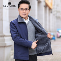 LEOPARK KK中老年加绒加厚棉服男士爸爸男装冬装外套冬季爷爷棉袄中年棉衣