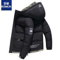 ROMON 罗蒙 23年秋冬新款潮牌棉衣男加绒加厚休闲青年棉服男