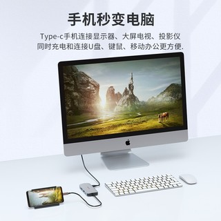 PHILIPS 飞利浦 扩展坞雷电3/4拓展坞type-c转hdmi网口iPad笔记本 macbook pro/air适用华为手机苹果电脑转换器八合一