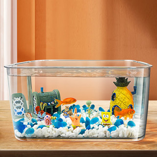 悠梵萌 办公室鱼缸加厚透明乌龟缸客厅家用桌面圆形迷你小型金鱼缸