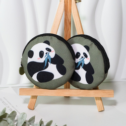佳寶莉源 新款熊貓小包包編織抽拉式ins圓形便攜式收納包零錢包