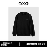 GXG男装 商场同款黑色字母印绣圆领卫衣 23年冬季GEX13130544 黑色 175/L