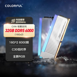 COLORFUL 七彩虹 32GB (16Gx2) DDR5 6000 台式机内存条 CVN·银翼系列 RGB灯条 C30 低时序