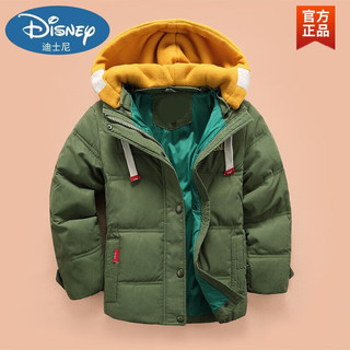 迪士尼（Disney）儿童羽绒服男童中长款冬装外套加厚8男孩6-14岁中大童工装白鸭绒 活力黄 130cm
