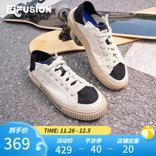 FILA FUSION斐乐潮牌女鞋潮流帆布鞋2022冬新休闲运动鞋WALLRIDE 奶白/黑-WB 37.5