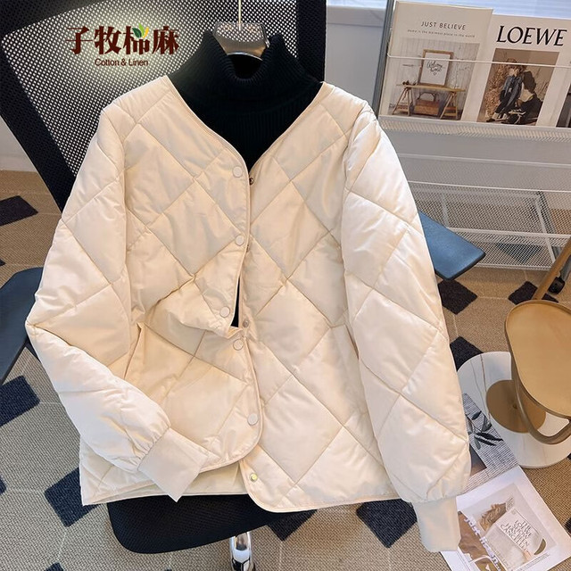 子牧棉麻 女士菱格棉服