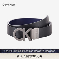 Calvin Klein  Jeans男士真皮休闲双面金属字母带头牛皮腰带HC551H19 003-太空黑 105cm