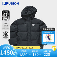 FILA FUSION斐乐潮牌羽绒服女时尚宽松休闲连帽上衣 正黑色-BK 180/96A/XXL