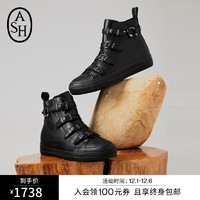 ASH女鞋2023VICTIM系列潮流铆钉高帮休闲鞋做旧单鞋加硫鞋 黑色 35
