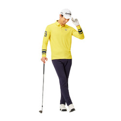 TaylorMade 泰勒梅 男士高尔夫长袖POLO衫打底衫高尔夫球衣长袖T恤高尔夫服装男装N87363 黄色M
