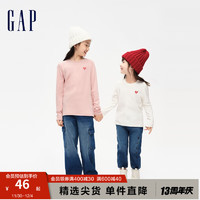 Gap女幼童冬季2023LOGO运动长袖T恤837037儿童装时尚休闲上衣 粉色 100cm(2-3岁) 尺码偏小，选大一码