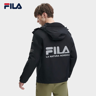 FILA 斐乐男士上衣两件套2023冬时尚休闲舒适机能风外套 正黑色-BK 170/92A/M