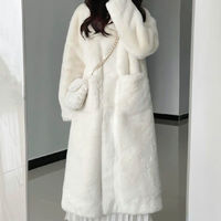 BTTKDL 2023新款韩版仿貂绒皮草毛毛外套女冬年轻款加厚皮毛一体大衣 米白色