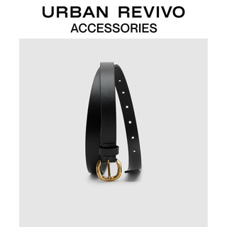 URBAN REVIVO女士时尚通勤金属扣窄边皮带UAWA30066 黑色 F