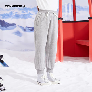 Converse 匡威童装女童加绒加厚保暖长裤经典logo儿童休闲裤子 岩岭灰 110/53