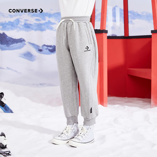 Converse 匡威童装女童加绒加厚保暖长裤经典logo儿童休闲裤子 岩岭灰 110/53