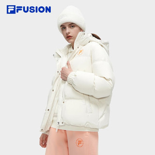 FILA FUSION斐乐潮牌羽绒服女时尚休闲基础连帽上衣 纶度白-WT 165/84A/M