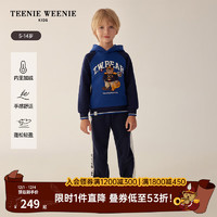 Teenie Weenie Kids小熊童装男童束口撞色加绒运动长裤 深藏青色 150cm