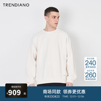 TRENDIANO雪尼尔拼接廓形圆领卫衣男潮 米白010 S