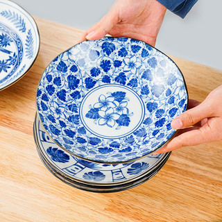 美浓烧 Mino Yaki）日式复古古染蓝绘·好时光系列碗盘饭碗餐具套装 和祥瑞小盘