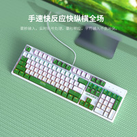 AJAZZ 黑爵 绿白104键 有线机械键盘混光 绿白色 茶轴